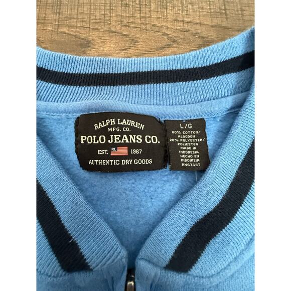 NWT Polo Jeans Ralph Lauren Sweatshirt Mens 1/4 Zip Blue Vintage Embroidered L - Picture 4 of 10